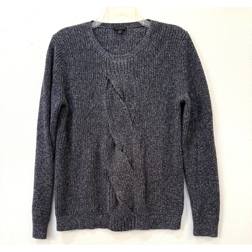 Talbots Size Large Navy & White 100% Cotton‎ Cable Knit Sweater